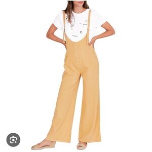 NWT AMUSE Society Betina Wide Leg Button Front Yellow Denim Jumpsuit